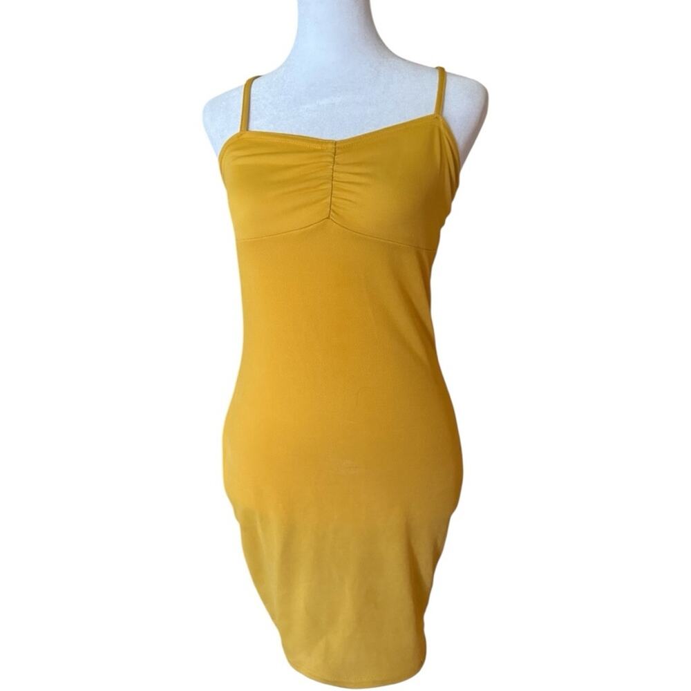 Boohoo Mustard Thin Crossed Strap Dress Sz 4